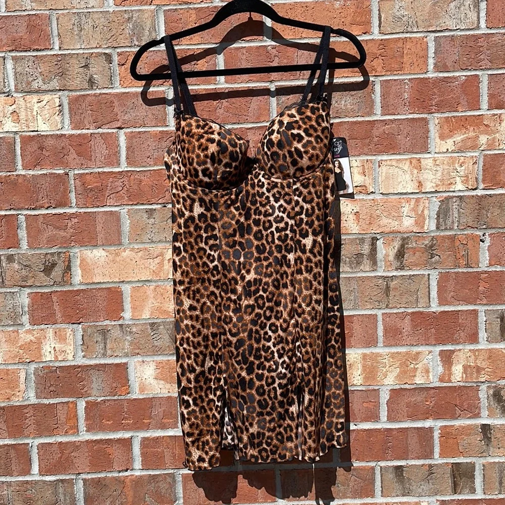 NWT Smart & Sexy Women’s Size 38c Chemise Sleepwear Leopard Print Support Bust - Picture 1 of 6